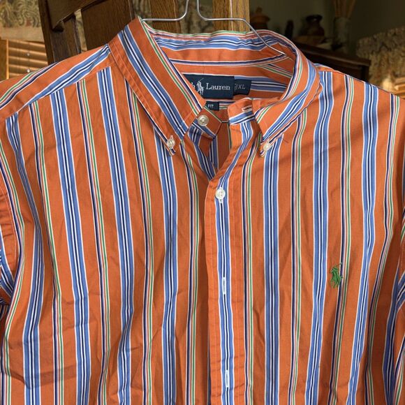 Polo Ralph Lauren Mens XL Classic Fit Oxford Button Down Orange Striped Classic - Picture 3 of 8